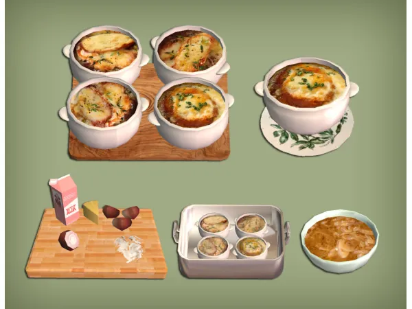 French Onion Soup Gratin Dauphinois and Clafoutis Food for - The Sims 2 Custom Content