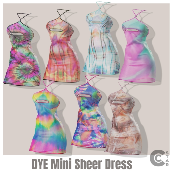 Alpha DYE Mini Sheer Dress by cool_content_star - The Sims 4 Custom Content