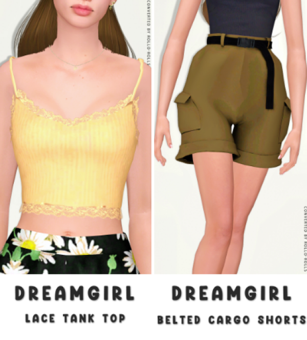 Dreamgirl Lace Tank Top 4t3 Dreamgirl Belted Cargo Shorts 4t3 by simsfinds - The Sims 3 Custom Content