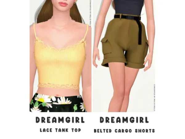 Dreamgirl Lace Tank Top 4t3 Dreamgirl Belted Cargo Shorts 4t3 - The Sims 3 Custom Content