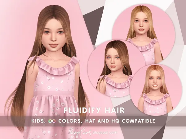 Alpha Fluidify Hair (Kids Version) by simsfinds - The Sims 4 Custom Content