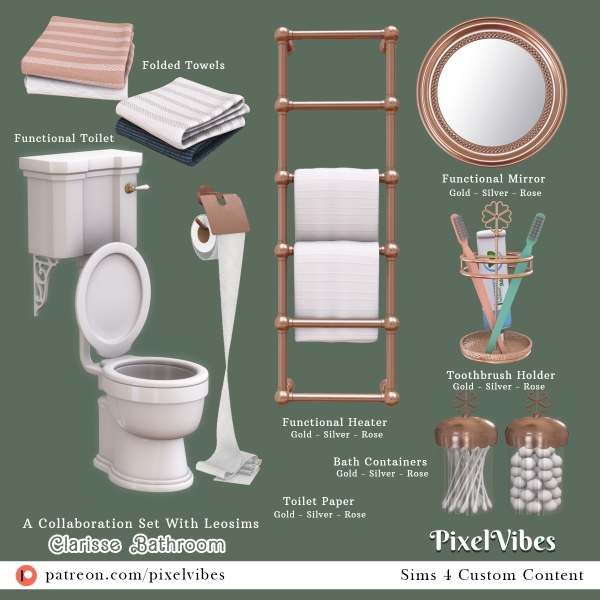 Alpha Clarisse Bathroom Collab Set by pixelvibes - The Sims 4 Custom Content