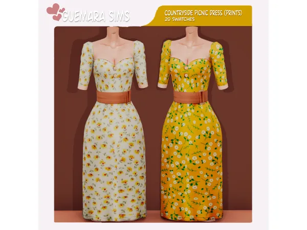 Alpha Countryside Picnic dress (Public now) by Guemara - The Sims 4 Custom Content