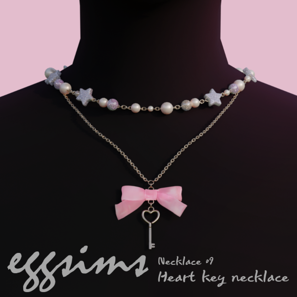 Alpha [EGGSIMS] Necklace 09 Heart Key necklace by simsfinds - The Sims 4 Custom Content
