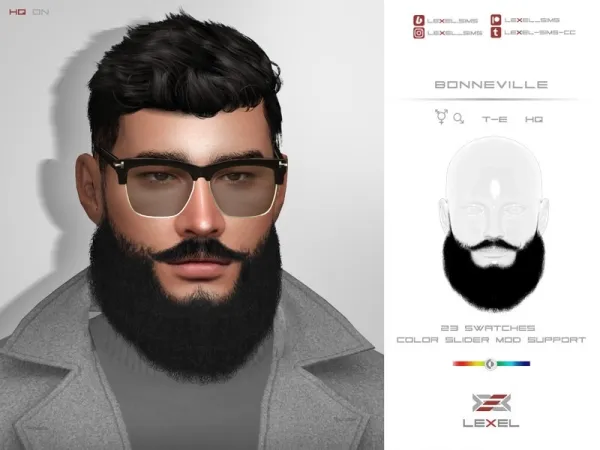Alpha LEXEL Bonneville (3D facial hair) - The Sims 4 Custom Content