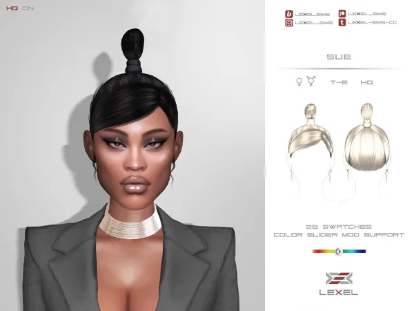 Alpha LEXEL Sue (hairstyle) by lexel - The Sims 4 Custom Content