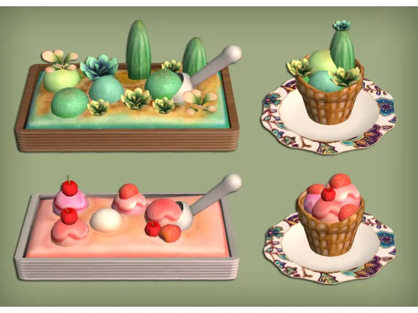 Frybread Tacos and Cactus and Prickly Pear Ice Cream Food for - The Sims 2 Custom Content