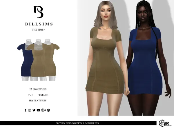 Alpha Woven Binding Detail Mini Dress ( ) - The Sims 4 Custom Content