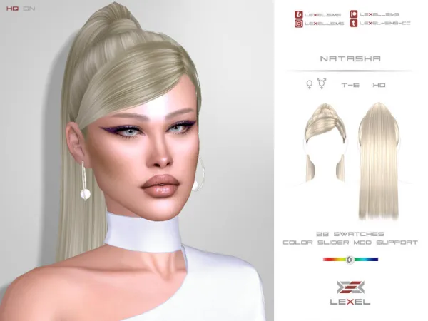 Alpha LEXEL Natasha (hairstyle) by lexel - The Sims 4 Custom Content