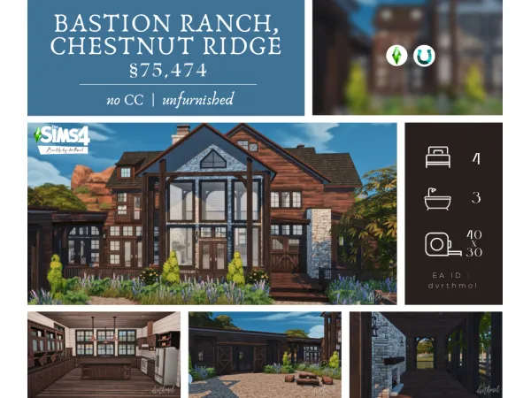 Maxis Match BASTION RANCH CHESTNUT RIDGE - The Sims 4 Custom Content