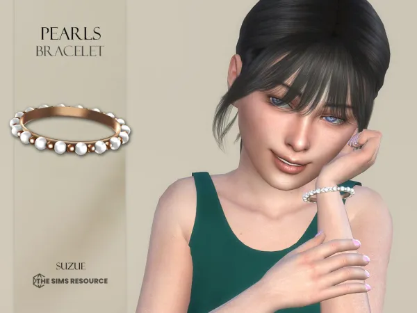 Alpha Pearls Bracelet Child - The Sims 4 Custom Content