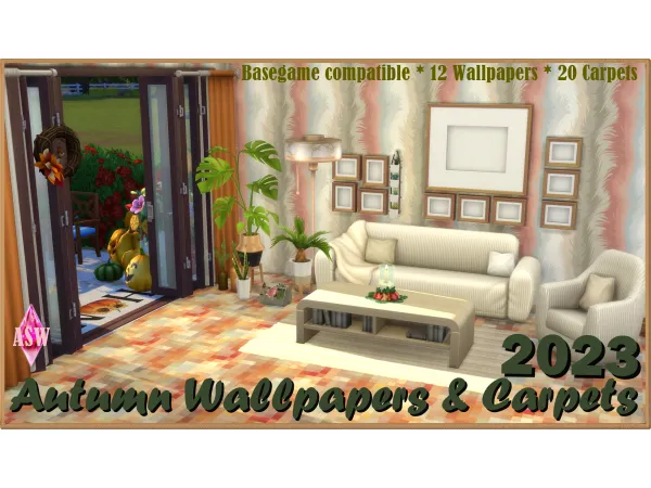 Mix Autumn Wallpapers Carpets 2023 by Annett's Sims 4 Welt ASW - The Sims 4 Custom Content