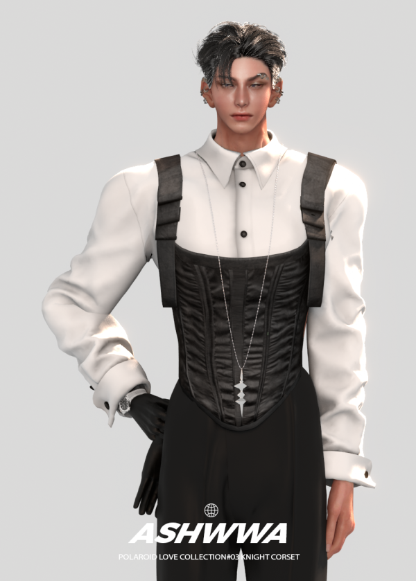 Alpha Polaroid Love collection03 knight corset by simsfinds - The Sims 4 Custom Content