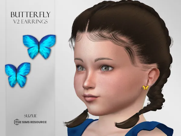 Alpha Butterfly Earrings V2 Toddler - The Sims 4 Custom Content