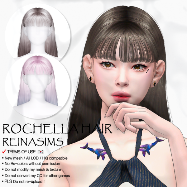 Alpha Reina 82 Rochella hair by simsfinds - The Sims 4 Custom Content