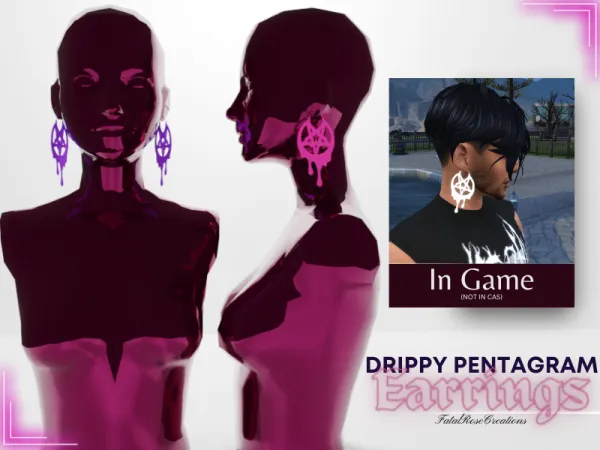 Alpha Drippy Pentagram Dangled Earrings - The Sims 4 Custom Content