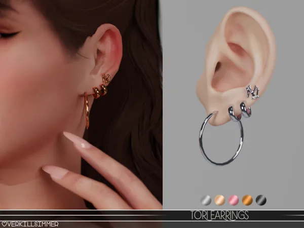 Alpha Tori earrings by overkillsimmer - The Sims 4 Custom Content
