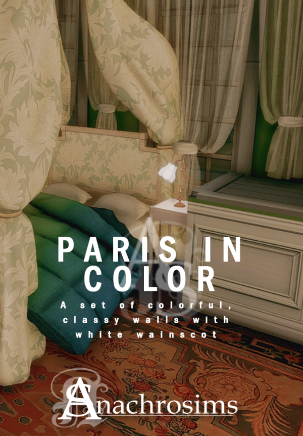 Mix [TS4CC] Paris in Color Walls with Wainscot by simsfinds - The Sims 4 Custom Content