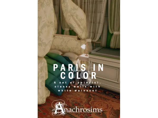 Mix [TS4CC] Paris in Color Walls with Wainscot by AnachroSims - The Sims 4 Custom Content