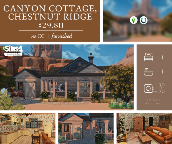 Maxis Match CANYON COTTAGE CHESTNUT RIDGE by simsfinds - The Sims 4 Custom Content