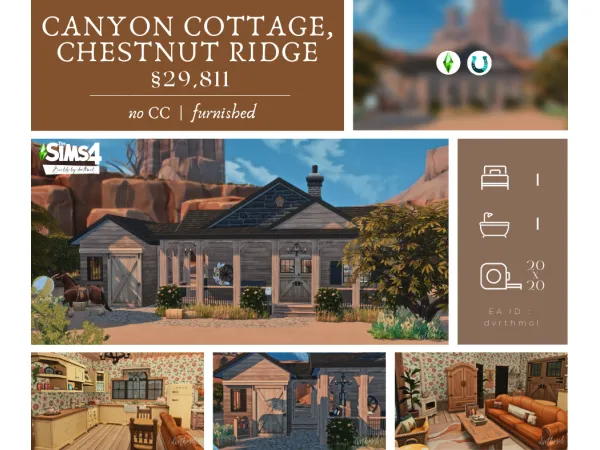 Maxis Match CANYON COTTAGE CHESTNUT RIDGE - The Sims 4 Custom Content