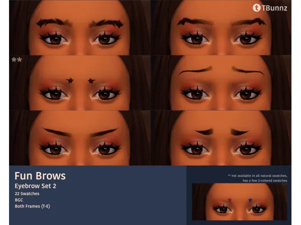 Maxis Match Eyebrow Set 2 Fun Brows by TBunnz - The Sims 4 Custom Content