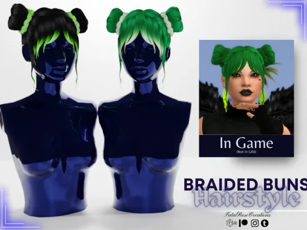 Maxis Match Braided Buns Hairstyle - The Sims 4 Custom Content