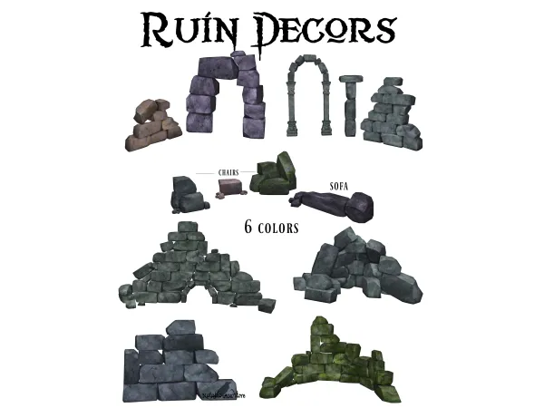Mix Ruin Decors Auditore by Natalia - The Sims 4 Custom Content