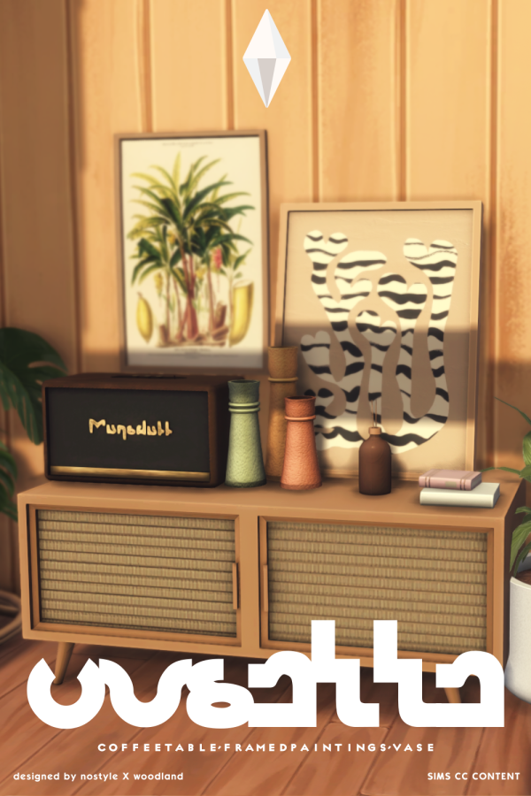 Maxis Match Cosette Set [Coffee Table Frame PaintingsVases] by simsfinds - The Sims 4 Custom Content