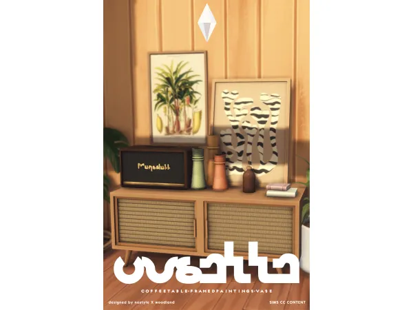 Maxis Match Cosette Set [Coffee Table Frame PaintingsVases] by NO STYLE X W O O D L A N D - The Sims 4 Custom Content