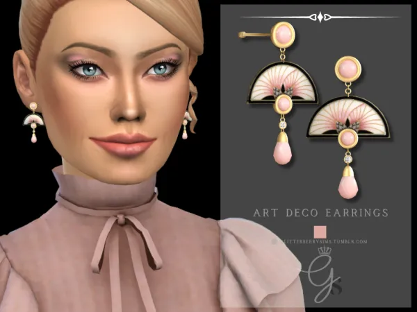 Mix Art Deco Earrings by Glitterberry Sims - The Sims 4 Custom Content