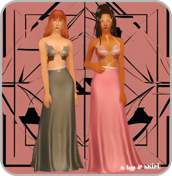 fairytopia top and fairytopia skirt by simsfinds - The Sims 2 Custom Content