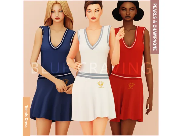 Maxis Match Blue Craving Tennis Dress - The Sims 4 Custom Content