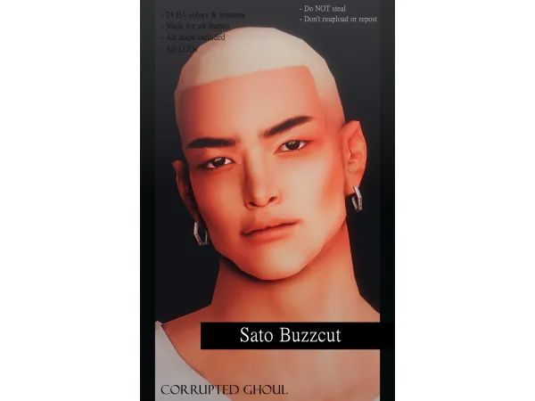 Maxis Match Sato Buzzcut by o0corruptedghoul0o - The Sims 4 Custom Content