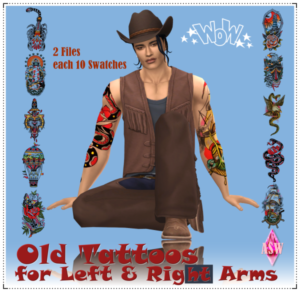 Mix Old Tattoos for Left Right Arms by simsfinds - The Sims 4 Custom Content