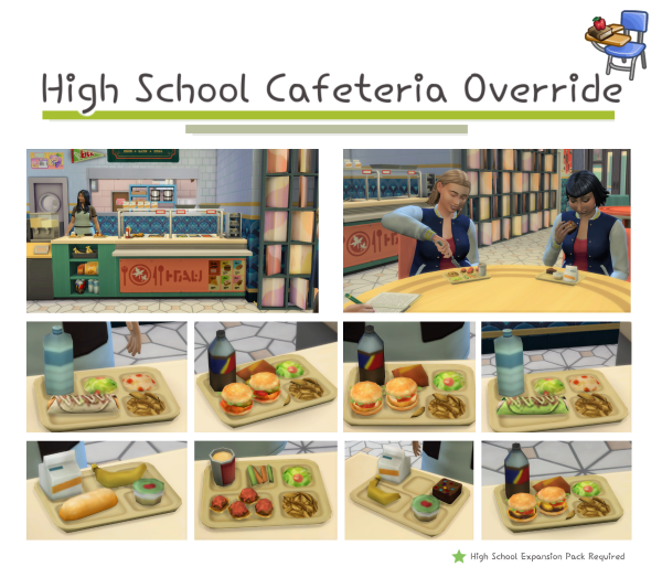 Maxis Match High School Cafeteria Override by simsfinds - The Sims 4 Custom Content