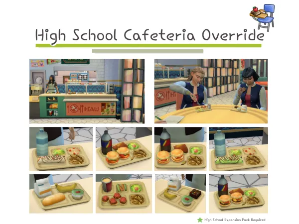 Maxis Match High School Cafeteria Override by Littlbowbub - The Sims 4 Custom Content