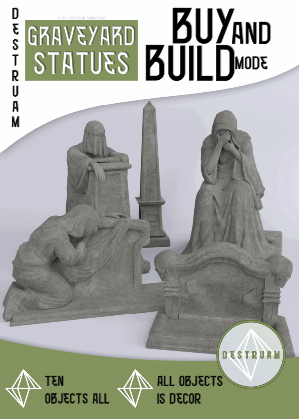 Mix Graveyard statues by simsfinds - The Sims 4 Custom Content
