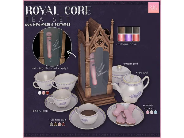 Alpha HONEY Royal Core Tea Set by SM Sims - The Sims 4 Custom Content