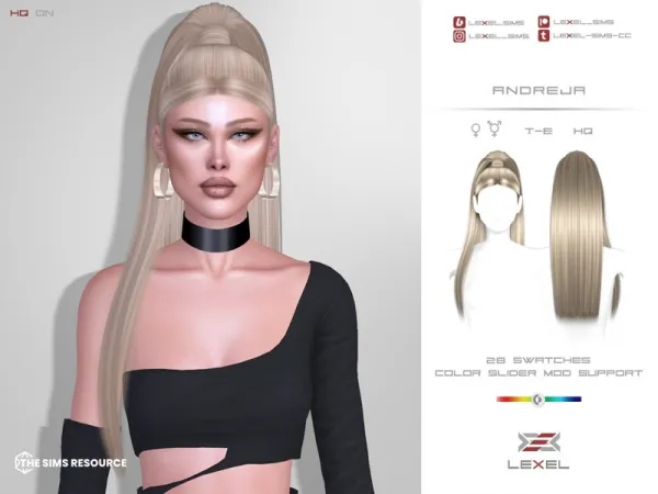 Alpha LEXEL Andreja (hairstyle) - The Sims 4 Custom Content