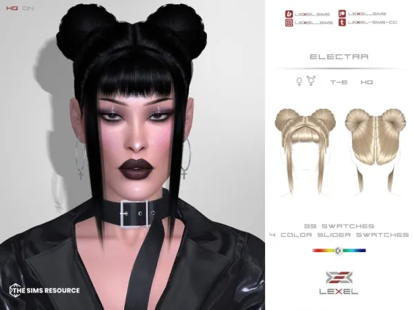 Alpha LEXEL Electra (hairstyle) by lexel - The Sims 4 Custom Content