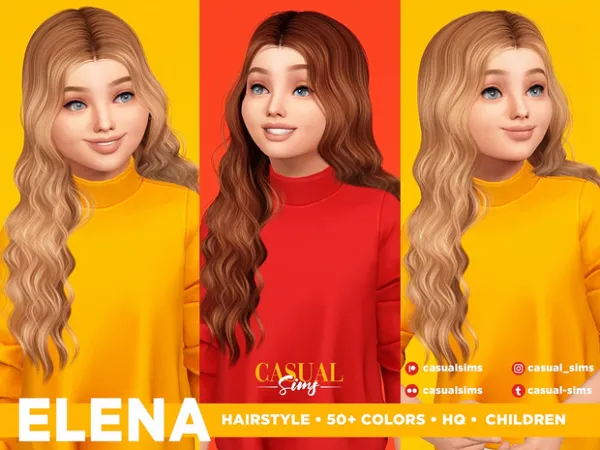Alpha Elena Hairstyle for Children by CasualSims - The Sims 4 Custom Content