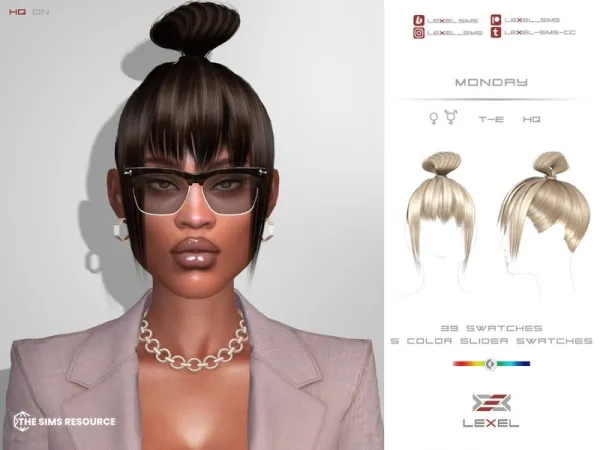 Alpha LEXEL MONDAY (HAIRSTYLE) by LexelSims - The Sims 4 Custom Content