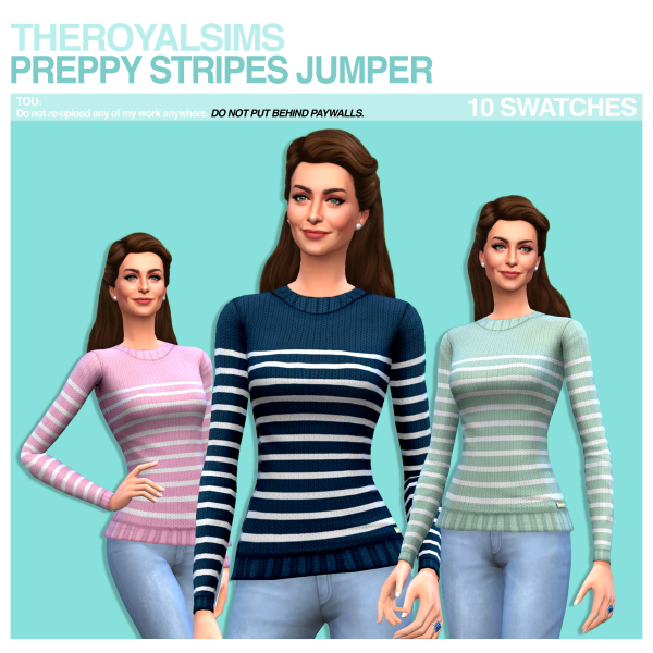 Maxis Match THEROYALSIMS PREPPY STRIPES JUMPER by simsfinds - The Sims 4 Custom Content