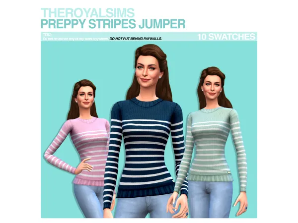 Maxis Match THEROYALSIMS PREPPY STRIPES JUMPER by The Royal Sims - The Sims 4 Custom Content