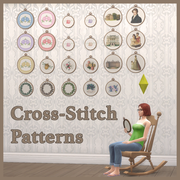Maxis Match Extra Cross Stitch Patterns Mod by simsfinds - The Sims 4 Custom Content