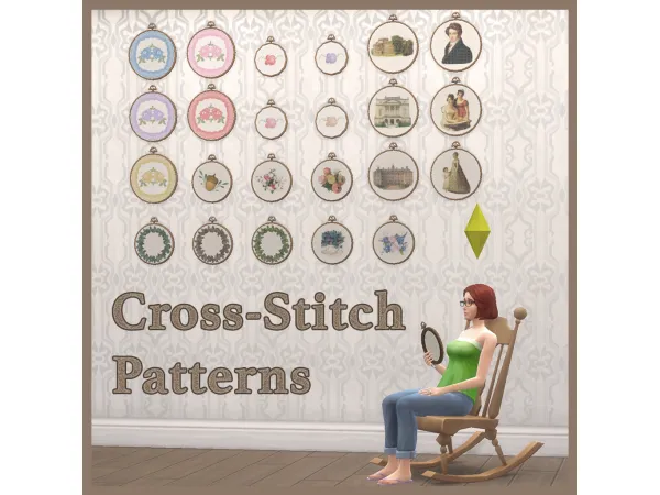 Maxis Match Extra Cross Stitch Patterns Mod by JaneSimsten - The Sims 4 Custom Content