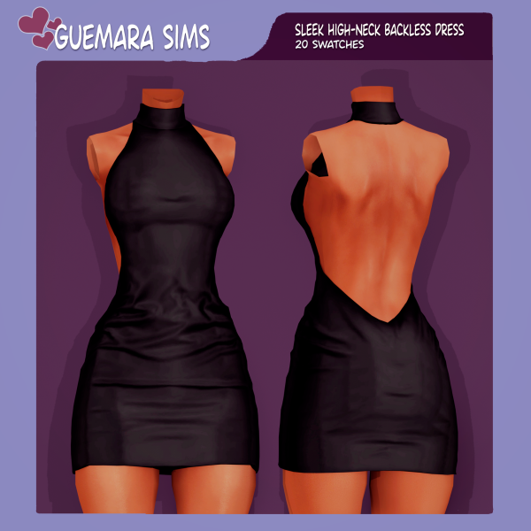 Alpha Sleek High Neck Backless Dress (Public now) by simsfinds - The Sims 4 Custom Content