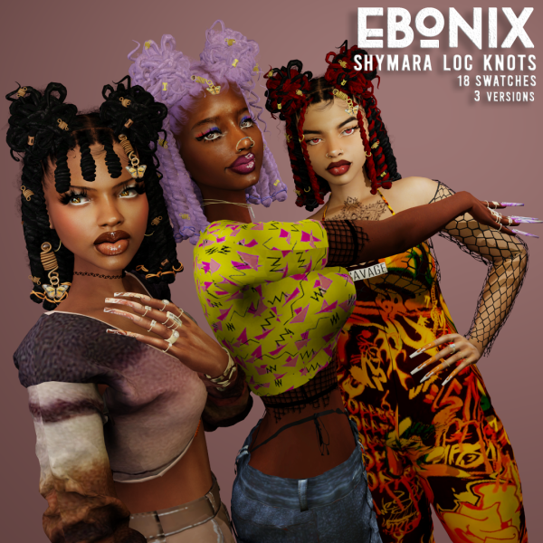 Alpha Shymara Bob Loc Knots by simsfinds - The Sims 4 Custom Content