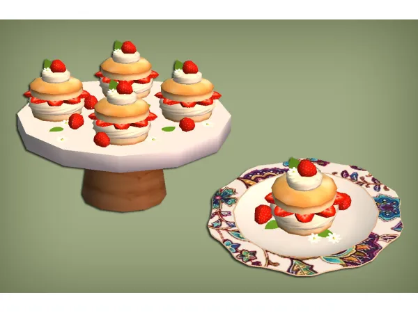Prawn Bruschetta Hawaiian Burger and Strawberry Shortcake Food for - The Sims 2 Custom Content